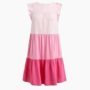 J. Crew Linen Pink Combo Dress in 4 Petite